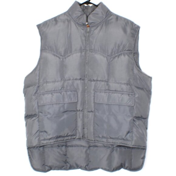 Miller Outerwear Mens XL Goose Down Vest Jacket Gray Full Zip Pockets Hi-Lo Vtg - Picture 1 of 10